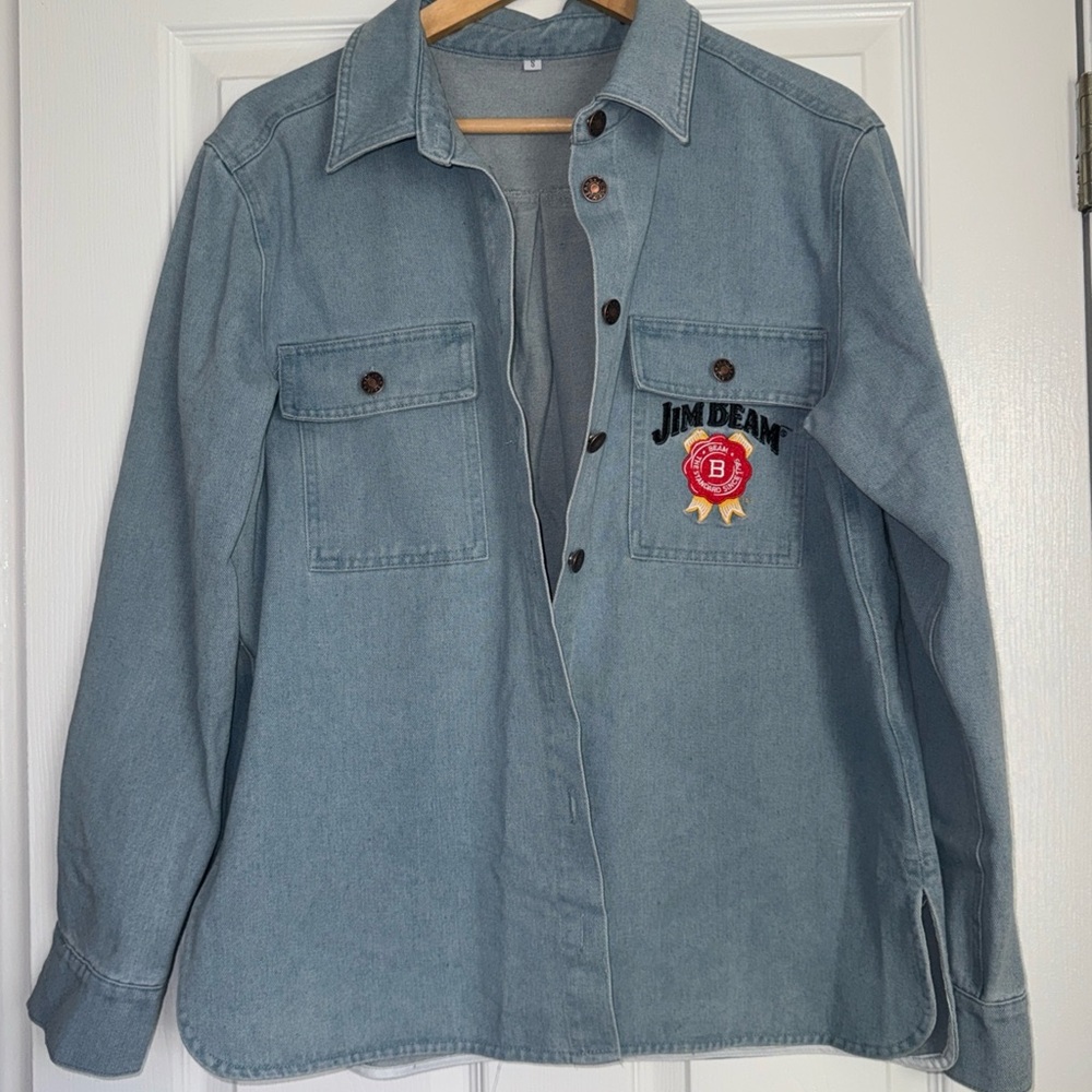 Light Blue Denim Jim Beam Casual Button Down Shirt